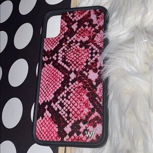 Wildflower pink snakeskin iPhone X case